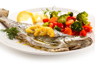 Fish dish - roast trout and vegetables