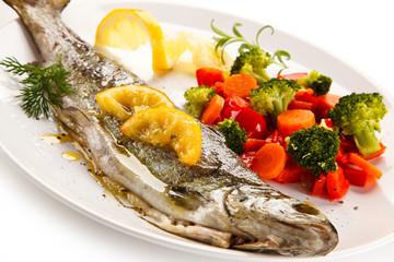 Fish dish - roast trout and vegetables