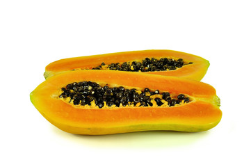 papaya close up isolated on white background