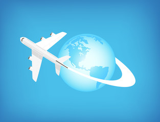 Airplane Flying Around The World