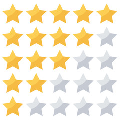 Stars rating isolated on white background. Five stars rating.
