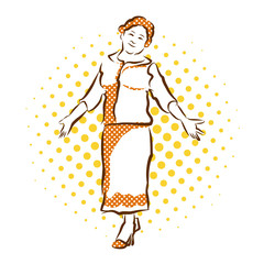 Grandma Welcome. Vector Hand Drawn Sketch.