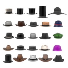 3d renderings of large hats collection - obrazy, fototapety, plakaty