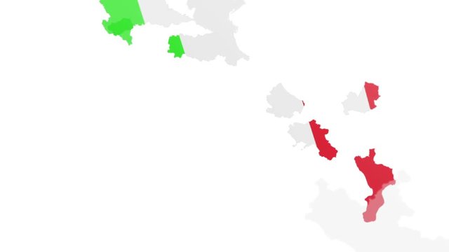 shapes of states flying in to create a full map of italy with flag