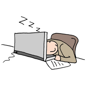 recommend clip art: Man sleeping at his computer