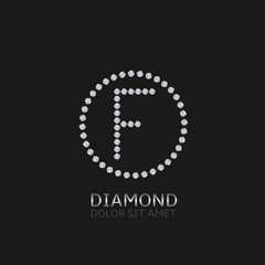 F letter with diamonds