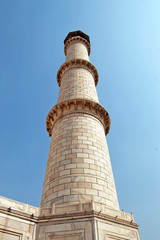 Minaret of Taj Mahal in Agra, India