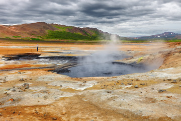 Fototapeta na wymiar Mud pots in the geothermal area Hverir, Iceland