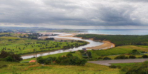 Fototapeta premium Ria de Mocro, Natural Park Dunes Liencres, mouth of the river Pa