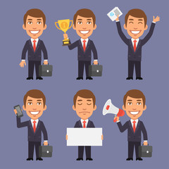 Businessman in Suit Holds Objects Part 1