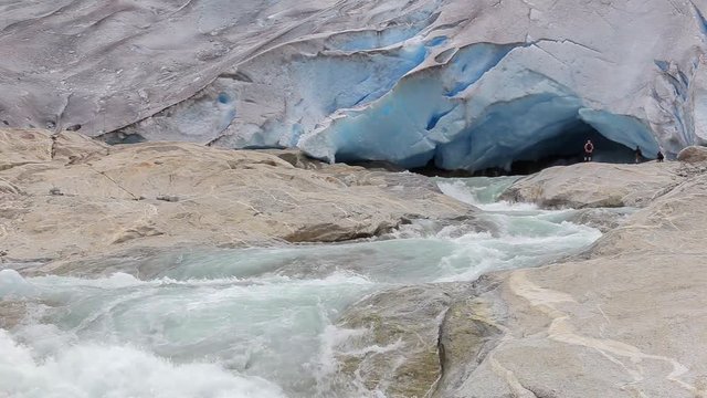 waterfall in Nigardsbreen glacier, Norway