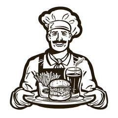 fast food vector logo. restaurant, cook, chef icon