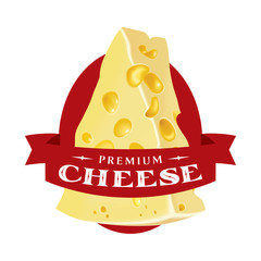Slice, piece of premium cheese - vector 