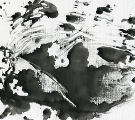 Ink background for your design. Painting on paper. 
