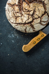 Artisan whole grain rye bread