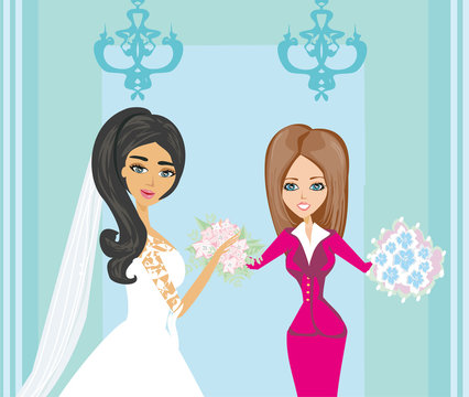 wedding planner and bride