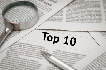 Obraz premium top 10 headline on newspaper