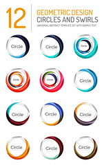 Set of abstract swirls and circles, logo collection