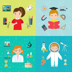 Flat design shcool education and learning banner