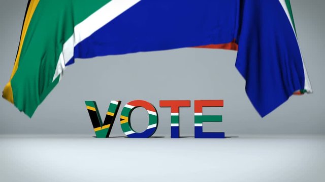 South African flag raises to reveal Vote text