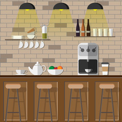 Modern Flat Design of coffee shop,coffee bar