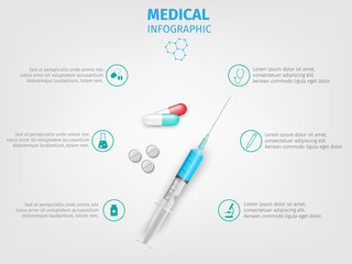 Medical infographics vertor tools set background.