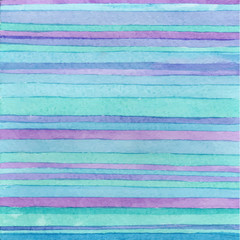 Striped hand drawn watercolor background. Vector version. Blue colors. Hand drawn technique.