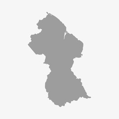 Map of Guyana in gray on a white background