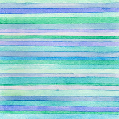 Striped hand drawn watercolor background. Vector version. Blue colors. Hand drawn technique.
