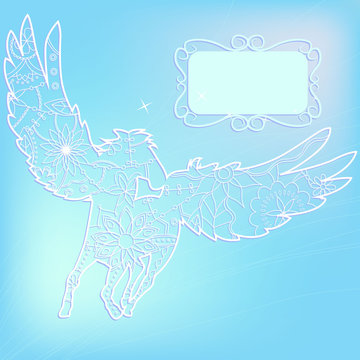 Blue background with pegasus