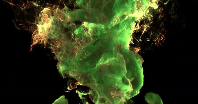 Motion Background VJ Loop - Green and Yellow Particles 4k + Matte