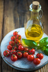 Fresh tomatoes, basil and olive oil