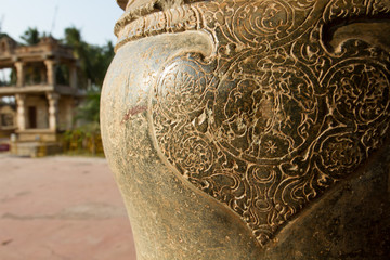 Carved column. Hampi, India.
