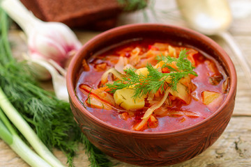 Borsch. Traditional Ukrainian vegetable soup