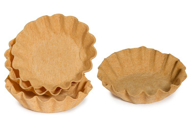 Set of empty tartlets isolated on white background