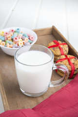  bowl with cereals and milk,