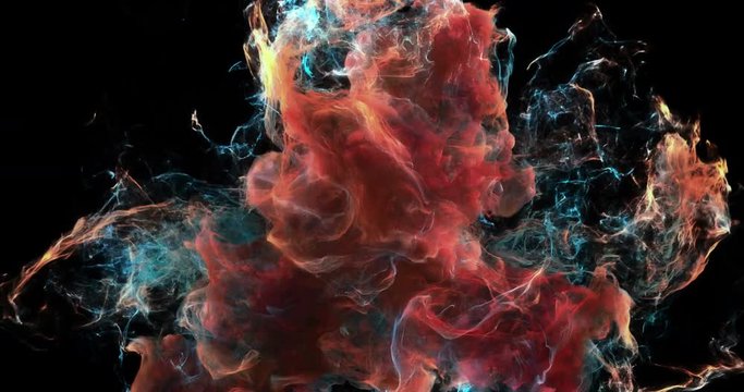 Motion Background VJ Loop - Red and Blue Particles 4k + Matte