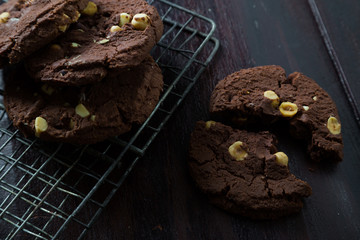 Chocolate cookies with nuts