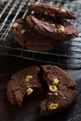 Chocolate cookies with nuts