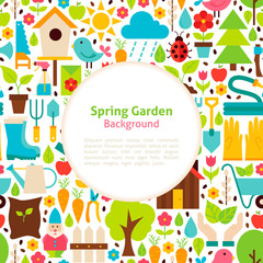 Fototapeta na wymiar Flat Spring Garden Vector Background