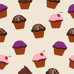 delicious cupcakes pattern, cartoon