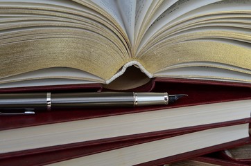 pen and open book