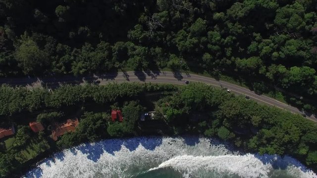 Top View of Highway in a Coastline Landscape, Sao Sebastiao, Brazil