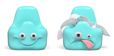 Empty funny and full sad potty 3d rendering