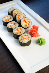 Japanese roll with crab meat, caviar