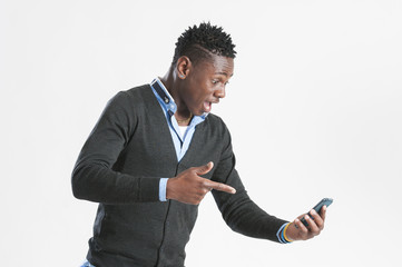 Young african American man using a mobile phone