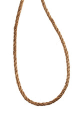 Close up of brown rope. Isolated on a white backgropund.