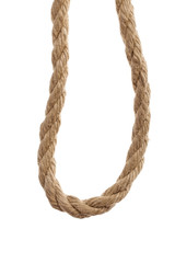 Close up of brown rope. Isolated on a white backgropund.