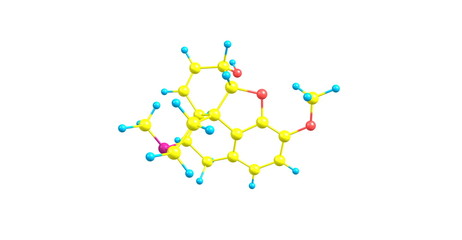 3D illustration of Codeine molecular structure isolated on white