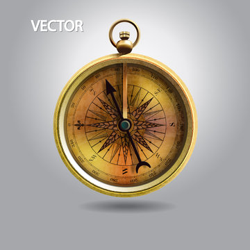realistic image of vintage isolated compass.vector illustration.